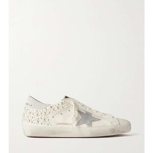 GOLDEN GOOSE
Superstar pearl-embellished distressed leather sneakers